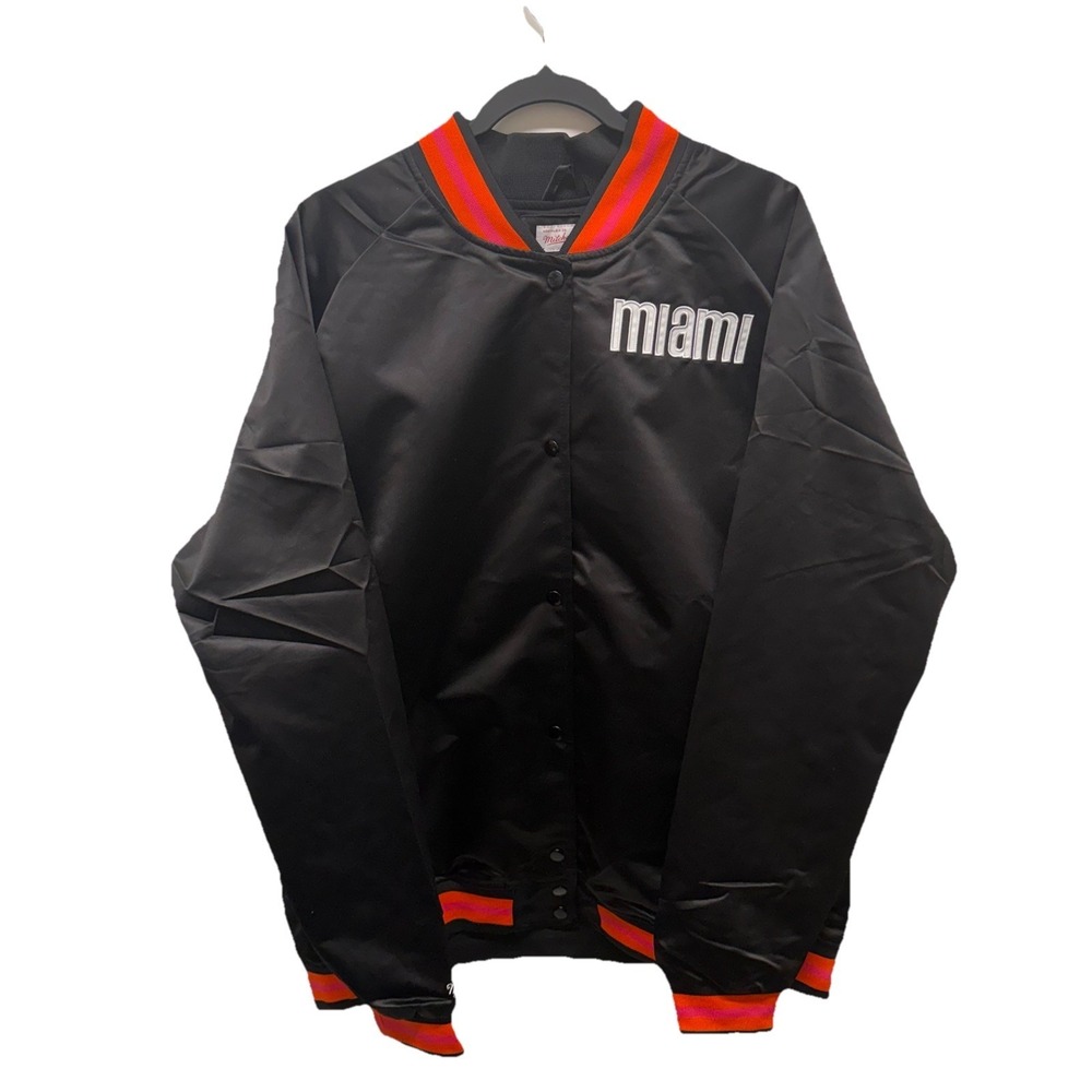 NWT Miami Heat Snap Satin Jacket‎ Mitchell & Ness Throwback Hardwood Classics 3X